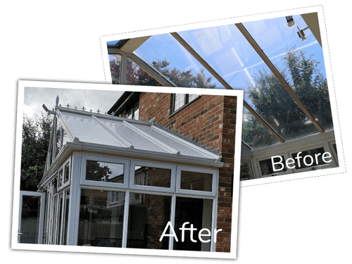 Roof panels before and after